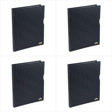 Imagem de Kit 4 Pasta catálogo A4 Executiva Preta com 30 plásticos Dello