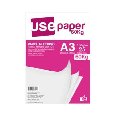 Imagem de Papel Multiuso 180gr, Romitec, Use Paper 60kg, 7207R, Tamanho A3, Branco, 25 Folhas