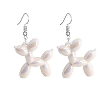 Imagem de ONLYJUMP Brincos de resina doce para cães 3D para mulheres, kawaii, luminoso, balão brilhante, filhote de cachorro, animal, fofo, brinquedo, berloque, joia para presente, Large, Liga de aço, Sem pedra