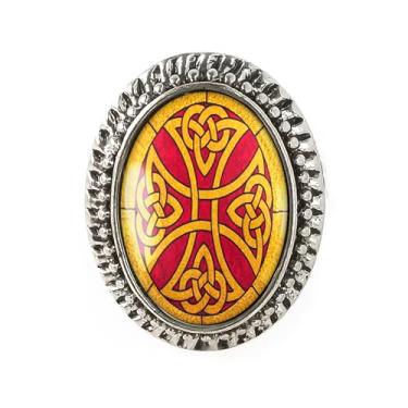 Imagem de Anel de cruz celta - arte de nó irlandês, pulseira ajustável de prata ou bronze antigo, bijuteria oval artesanal - 305, Adjustable, Metal, Sem pedra preciosa