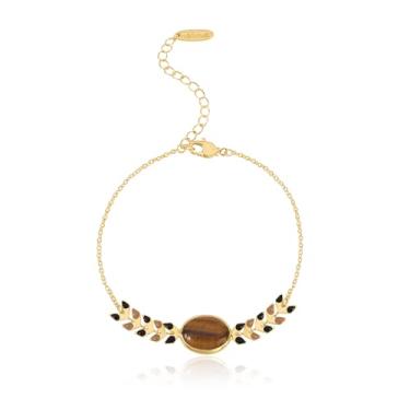 Imagem de Montana West Wrangler Pulseira feminina banhada a ouro 14 K Country Natural Stone Cowgirl Boho Jewelry 18 cm com extensor de 5 cm, 6.5 " - 7.5 ", Cobre, Sem Pedra Preciosa