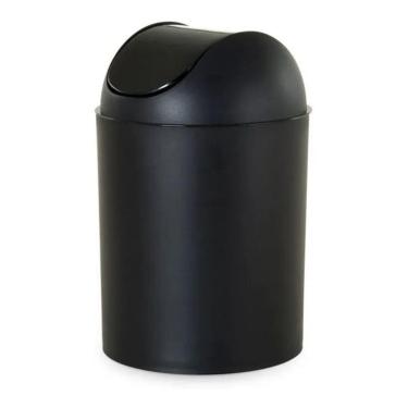 Imagem de 2X Lixeira Para Banheiro Tampa Basculante Plástica 5L Preta