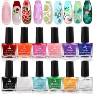 Imagem de Esmalte de estampagem de unhas Biutee 12 cores 6mL para placas de esta
