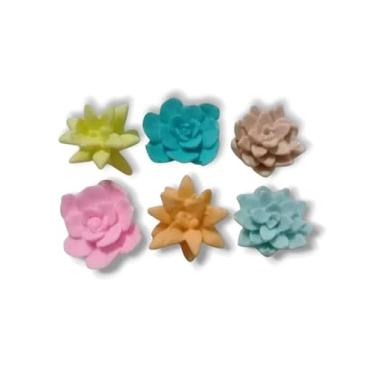 Imagem de 25 Sabonetes Artesanais Suculentas, Personalizável com Cor e Essência (Azul Tiffany, Flores)