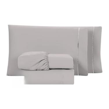 Imagem de Conjunto de lençóis com 04 peças de 400 fios, twin, queen e super soft king bed(King Cinza)