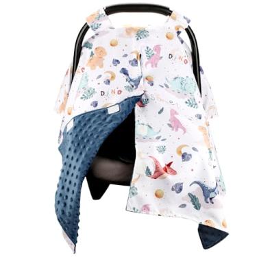 Imagem de Capa de assento de carro de bebê para meninos, capa de assento de carro quente de inverno para bebês, capa de assento de carro infantil com abertura Peekaboo, capa de amamentação para assento de