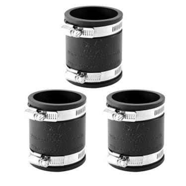 Imagem de QruiLanTu Acoplamento de tubo de PVC flexível de 5 cm com braçadeira de aço inoxidável, encaixe flexível para conectar tubos de ferro fundido, plástico e cobre, para conexões de esgoto e drenagem