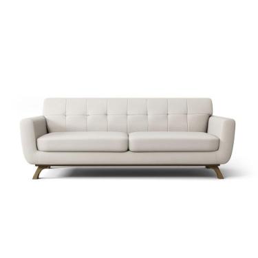 Imagem de Sofá 3 Lugares Miami Linho Cru A-430 Base Fixa de Madeira - D'Rossi