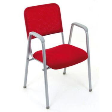 Imagem de Cadeira Fixa Empilhável Tela Mesh Hotel Auditório Vermelho