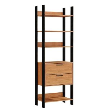 Imagem de Closet Guarda Roupa 05 Prateleiras Modulado 02 Gavetas 220x73 Cm Leaf D03 Freijó Preto - Lyam Decor