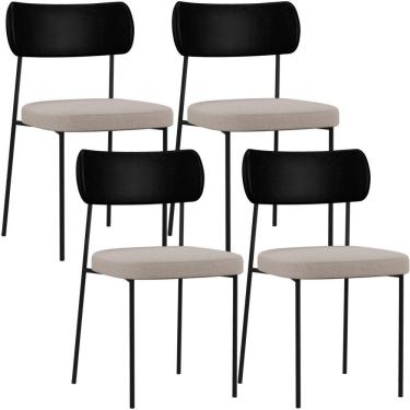 Imagem de Kit 04 Cadeiras Para Sala De Jantar Melina L02 Preto Bege