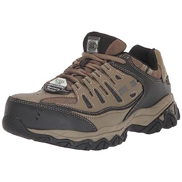 Imagem de Skechers Sapato masculino Cankton Steel Toe Construction Shoe – Classificação de risco elétrico, espuma viscoelástica, seixo/preto, 48 largo