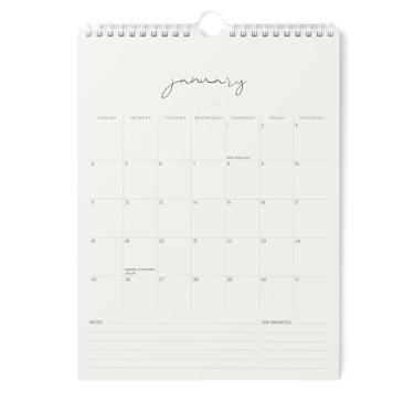 Imagem de Karto Calendário de parede 2026 - vertical 21,5 x 28 cm de janeiro de 2026 a junho de 2027 - Aumente sua produtividade e planejamento fácil com o calendário mensal estético - bege cursivo