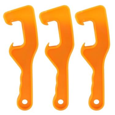 Imagem de Seimneire Ferramenta abridor de tampa de balde de 5 galões, 3 peças de removedor de tampa de balde de plástico, abridor de tinta, chave de balde laranja para uso industrial doméstico