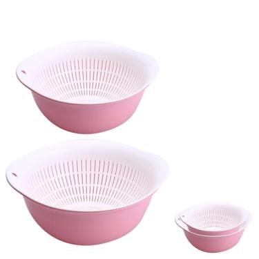 Imagem de LUMUMIX Conjunto de 2 tigelas de escorredor, coador de alimentos de plástico de grande capacidade para macarrão, legumes e frutas, cesto de drenagem de lavagem, economia de espaço, livre de BPA