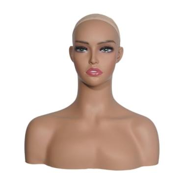 Imagem de predolo Cabeça de manequim realista Busto de cabeça de manequim Peruca realista Suporte de exibição Cabeça de peruca para brincos Acessórios de beleza Peruca