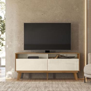 Imagem de Rack Bancada Para Tv Até 65" Olinda 160cm Off White/amêndoa- Mabe Magazine