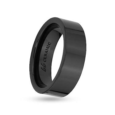 Imagem de Boston Bay Diamonds Aliança de casamento masculina de cerâmica preta unissex ajuste confortável ou anel moderno - 6 mm, 7 mm e 8 mm - escolha de estilo, Metal, não conhecido