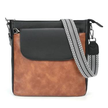 Imagem de Aodotx Bolsa tiracolo antirroubo para mulheres, bolsas de viagem com alça ajustável bolsa de ombro de couro, Preto, marrom