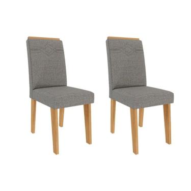 Imagem de Cadeira De Cozinha Taís Kit 2 Un Nature-linho Grafite - Cimol