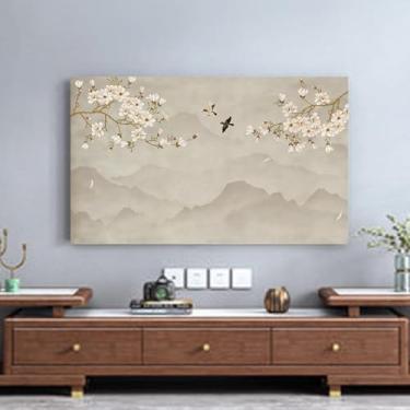 Imagem de Capa protetora contra poeira para TV interna de 32 a 65 polegadas extensível para televisões/computador, protetor de tela universal LCD/LED, quarto, sala de estar, arte decorativa-flor||124,5-132 cm