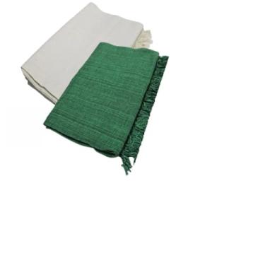 Imagem de Manta para Sofa Grande, Kit 2 Mantas Natal para Sofá 2,20 X 1,20m Gigante Algodão Protetor Decoração Natal(Cru + Verde)