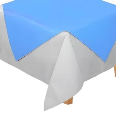 Imagem de Toalhas de mesa festa TNT 1x1m + 10 Cobre Mancha 70x70cm Para Decoração De Festas casamentos(BRANCO E AZUL BEBÊ,10)