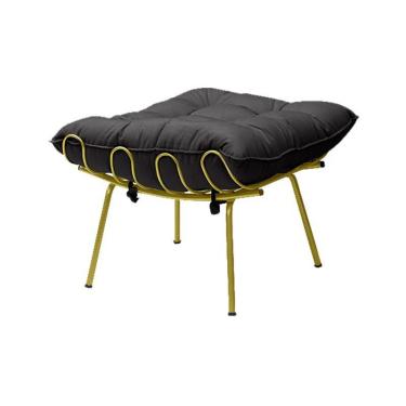 Imagem de Puff Sala de Estar Abel Pés Dourado Veludo Preto