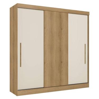 Imagem de Guarda Roupa Casal Vision 3 Portas Capuccino Cacau Off White Flex Acetinado - Thb