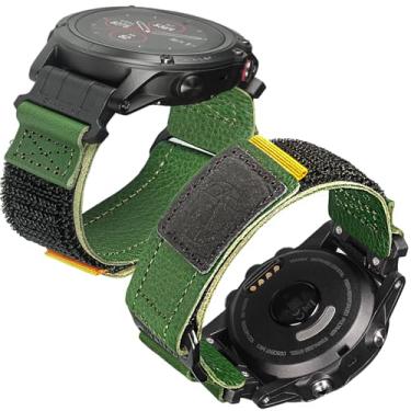 Imagem de DAVILANE Pulseira tática de couro de 26 mm para relógios de 51 mm, pulseira para Fenix 7X/6X/5X Pro, Epix Pro, Instinct 2X/3, Descent MK