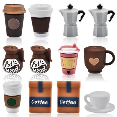 Imagem de WOZADU 12 peças de contas focais de silicone com tema de café 3D para canetas, contas de silicone a granel para fabricação de chaveiros, pulseiras, colares, suprimentos artesanais