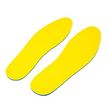 Imagem de Palmilha Respirável Ortopédica de Espuma, Azul e Amarelo, Anatômica para Esportes, 25,5cm x 9cm, Amortecedora para Sapatos Esportivos e de Trabalho
