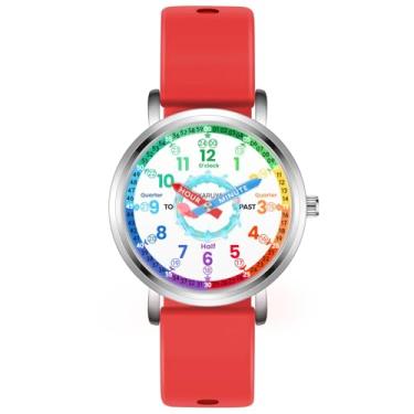 Imagem de Kchss Relógio analógico infantil, relógio de aprendizagem para crianças de 8 a 12 anos, à prova d'água, para meninos de 5 a 7 anos, 6 a 8 anos, relógios para meninas, 11. Baleia fofa rosa - alça