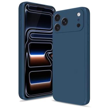 Imagem de Btstring Capa para iPhone 17 Pro Max, capa de silicone macio com proteção de câmera atualizada, capa fina à prova de choque com forro de microfibra antiarranhões, azul