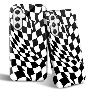 Imagem de SROJDHFJB Capa de telefone para Samsung Galaxy A15 5G, capa protetora de 2 camadas com design impresso em grade metamórfica, parte traseira rígida + amortecedor de TPU macio capa fina para homens e