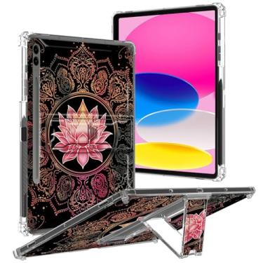 Imagem de Capa para Samsung Galaxy Tab S9 FE Plus 5G 12,4 polegadas 2023 com suporte e suporte para caneta, capa transparente de TPU leve à prova de choque para Galaxy Tab S9 FE+ 12,4 polegadas, flor de lótus