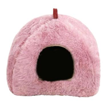 Imagem de WeiLaiKeQi Cama quente para hamster, casinha suspensa em rede, habitat antiderrapante, esconderijo para animais de estimação, para esquilos-voadores, ratos, Rosa Rosa