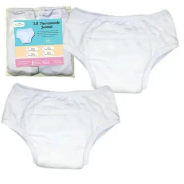 Imagem de Cueca Calcinha Treinamento Escapes Juvenil Kit 2und Branco - Minha Est