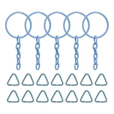 Imagem de Argola Com Corrente 23mm Resistente Artesanato Com Triangulo Criação De Chaveiro 100 unidades (Azul Bebe)