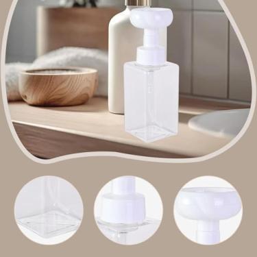 Imagem de Generic Dispensador de sabonete líquido espumante com frasco quadrado vazio para banheiro, ideal para limpeza facial com espuma densa. Recipiente moderno para