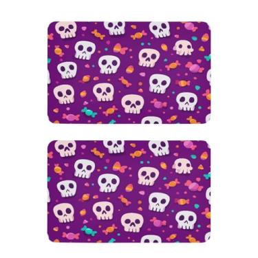 Imagem de Blueangle Conjunto de 2 ímãs de geladeira com estampa de doces e crânios - Ímãs de geladeira decorativos engraçados - Seguro para lava-louças e decoração magnética durável (565)