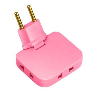 Imagem de Adaptador de Tomada Articulado com 3 Entradas 10A – Plug Dobrável, Compacto, Seguro, Ideal para Casa, Escritório e Viagens, Tomadas para Eletrônicos e Pequenos Eletrodomésticos PREMIUM (Rosa)