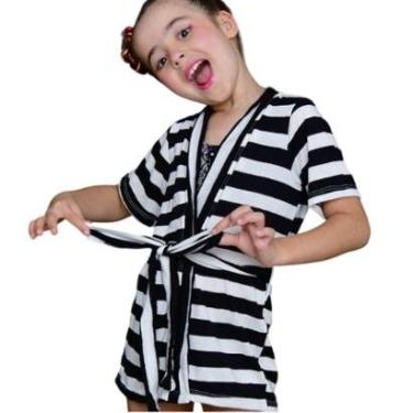 Imagem de Kimono Listrado Branco e Preto-Feminino
