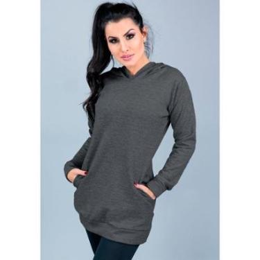 Imagem de Casaco MVB Modas Manga Longa Feminino Moletom Flanelado Capuz-Feminino