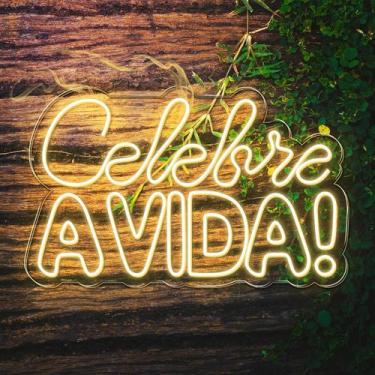 Imagem de Painel Neon Led Celebre a Vida Decoração Festa - letreiro personalizad