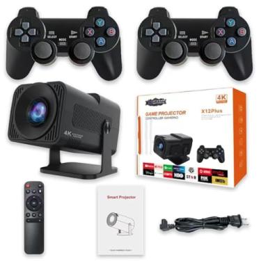 Imagem de Novo projetor de jogos retrô sem fio, bastão de videogame de TV HD 4K, projetor portátil com mais de 10.000 jogos, pequeno projetor portátil de filmes ao ar livre, saída HDMI, WIFI