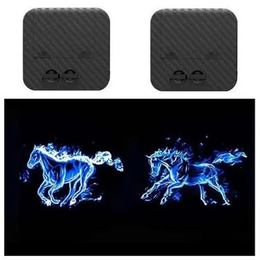 Imagem de SGSLT 2 peças de luzes de cavalo azul dinâmicas sem fio sensor de porta de carros LED HD bem-vindo cortesia fantasma sombra projetor lâmpada para carro (azul)
