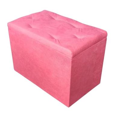 Imagem de Puff Baú Retangular Suede Porta Objetos(ROSA)