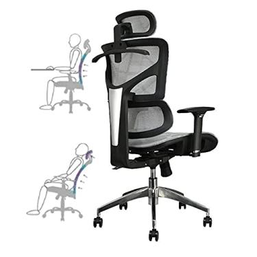 Imagem de HGTRH Cadeira de escritório ergonômica com encosto de cabeça, espuma viscoelástica para cadeira de malha, cadeira de escritório, cadeira de escritório, encosto alto, ajustável, ergonômica, ajustável