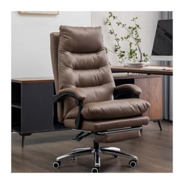 Imagem de HGTRH Cadeira de escritório com apoio para os pés, cadeira executiva ergonômica com almofada de assento de mola espessa, base de liga de alumínio de massagem de 7 pontos, encosto ajustável de 90°-175°